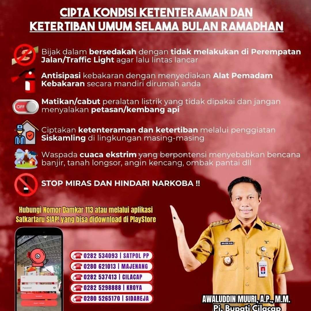 CEGAH GANGGUAN KEAMANAN SELAMA RAMADHAN BERIKUT HIMBAUAN PJ BUPATI CILACAP 