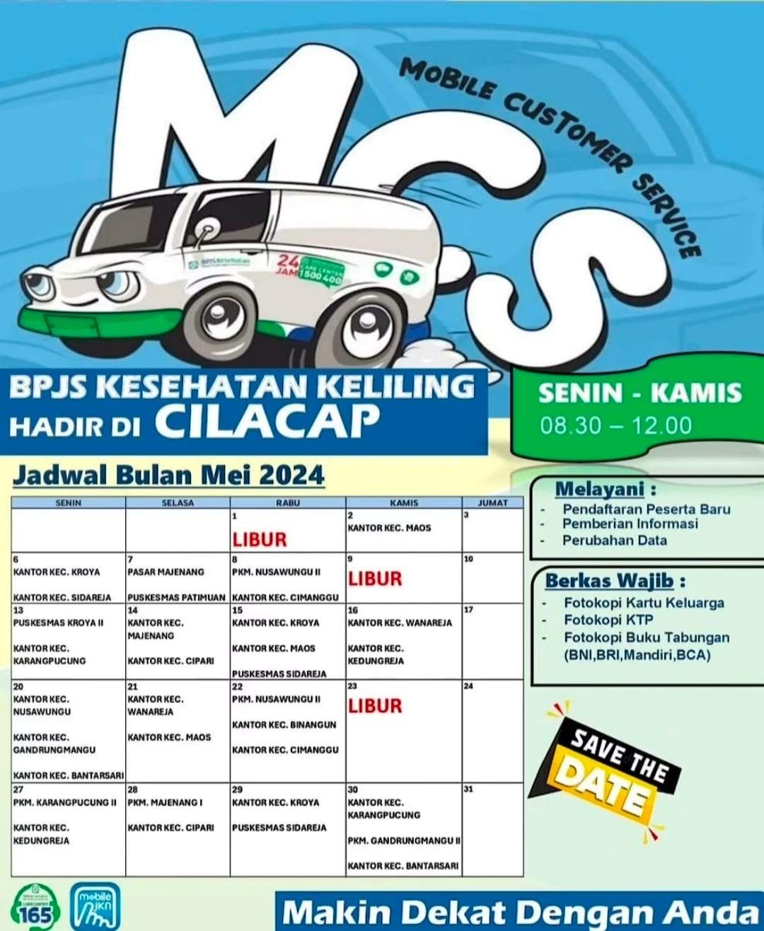 JADWAL MOBIL CUSTOMER SERVICE BPJS KELILING BULAN MEI