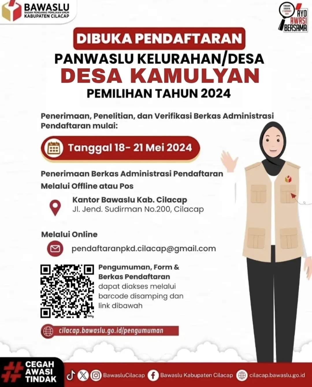 PENDAFTARAN PANWASLU KELURAHAN/DESA (PKD) DESA KAMULYAN DIBUKA HARI INI